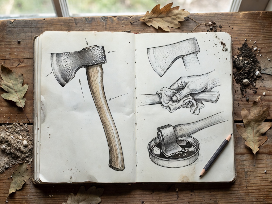 Illustrated field notebook recording an object's purpose, construction, and care observations